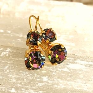 Volcano Swarovski Crystal In Gold Plated Earrings.